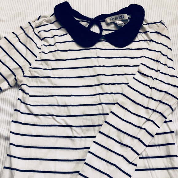 Forever 21 Striped Top with Collar - Picture 2 of 2